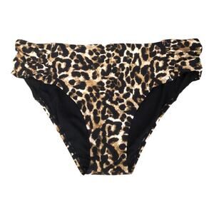 Alex Marie NWT Leopard Print Side Shirred Bikini Bottom XL High Cut Full Coverag